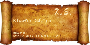 Klopfer Sára névjegykártya