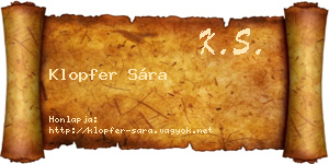 Klopfer Sára névjegykártya