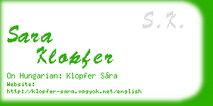 sara klopfer business card