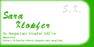 sara klopfer business card